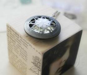 Antiqued Silver Floral Locket with Hand Stamped Secret Message - Gypsy Soul