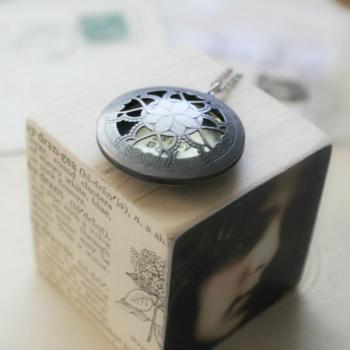Antiqued Silver Floral Locket with Hand Stamped Secret Message - Gypsy Soul